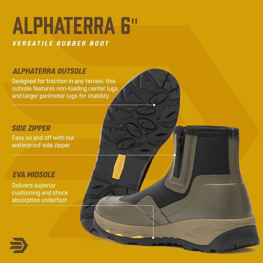 Водонепроницаемые походные ботинки LaCrosse AlphaTerra 6 для мужчин с молнией - подошва Alphaterra, активная посадка, промежуточная подошва EVA, боковая молния, 10 Stone — фото 3