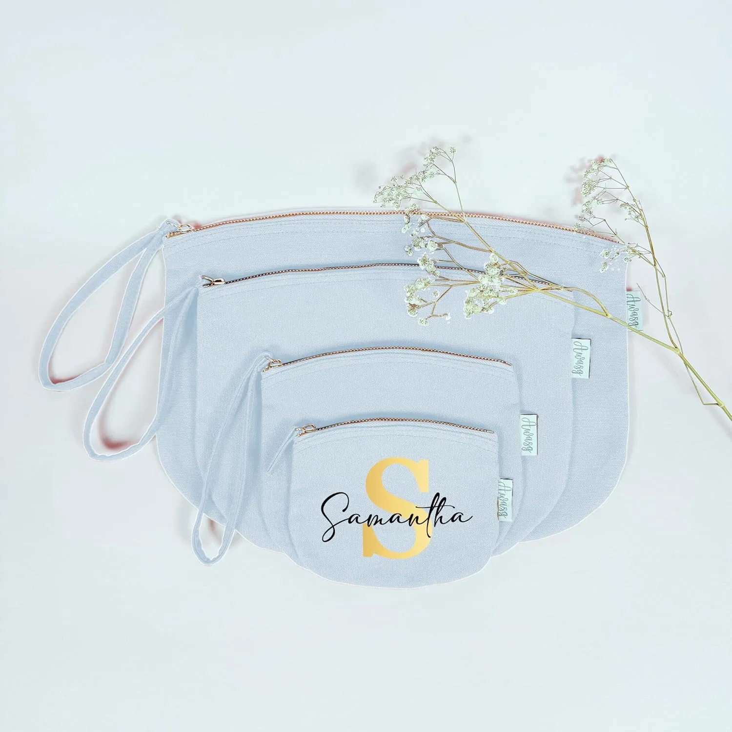 Косметичка с именем и инициалом от minimutz Minimutz, Pastel Blue — фото 3