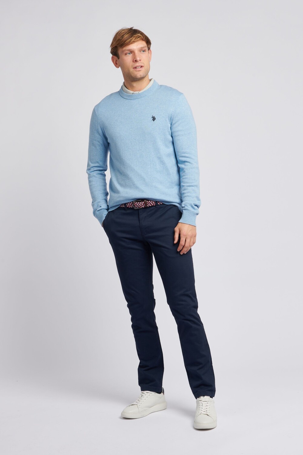 Коричневые мужские классические брюки-чиносы U.S. Polo Assn, синий — фото 3