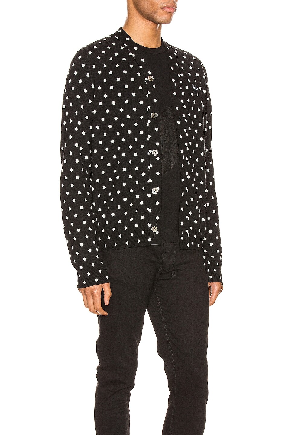 Кардиган Comme des Garçons Dot Print Wool With Black Emblem, цвет Black & Natural — фото 3