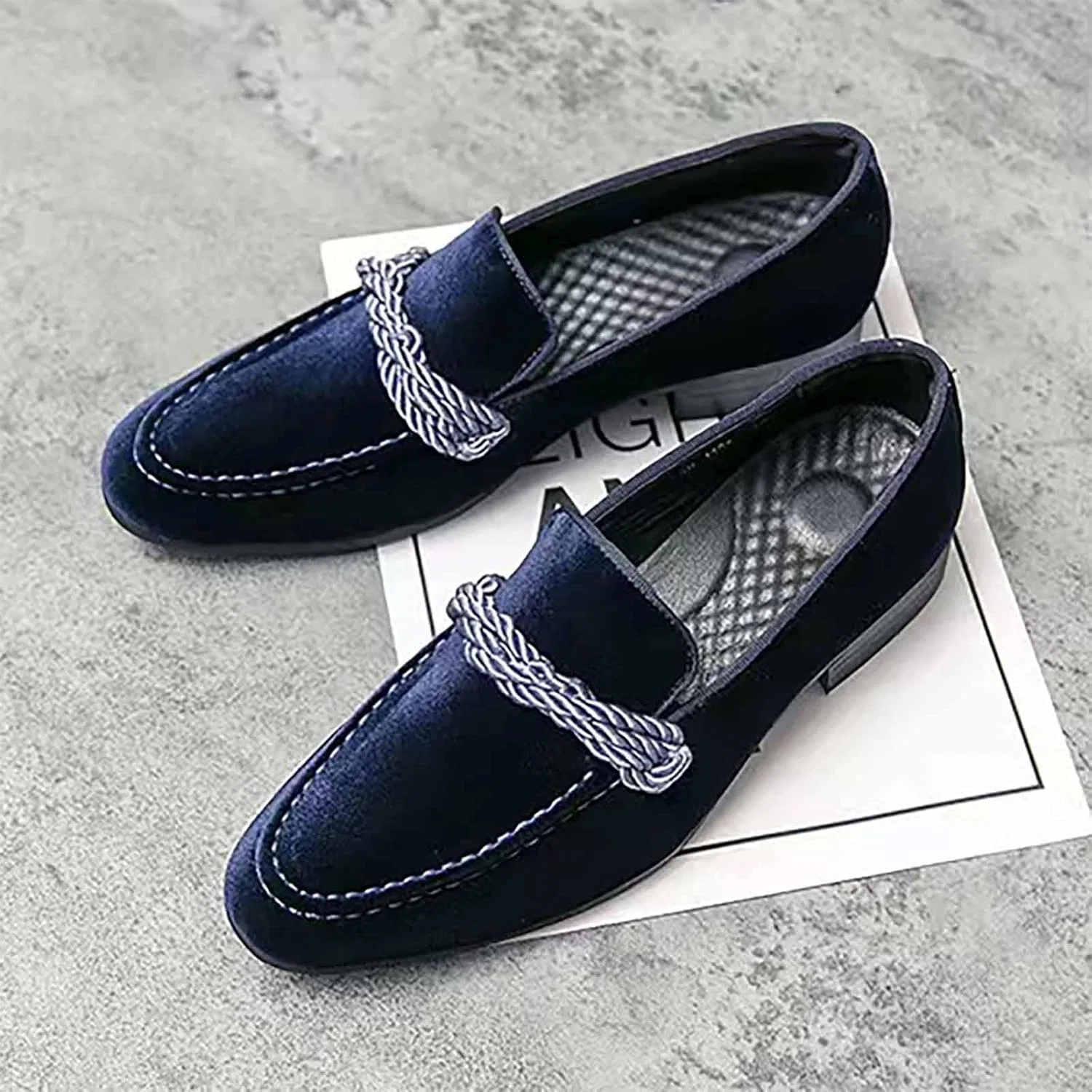 Лоферы мужские на низком каблуке, Suede, Blue DONRRNDK — фото 3