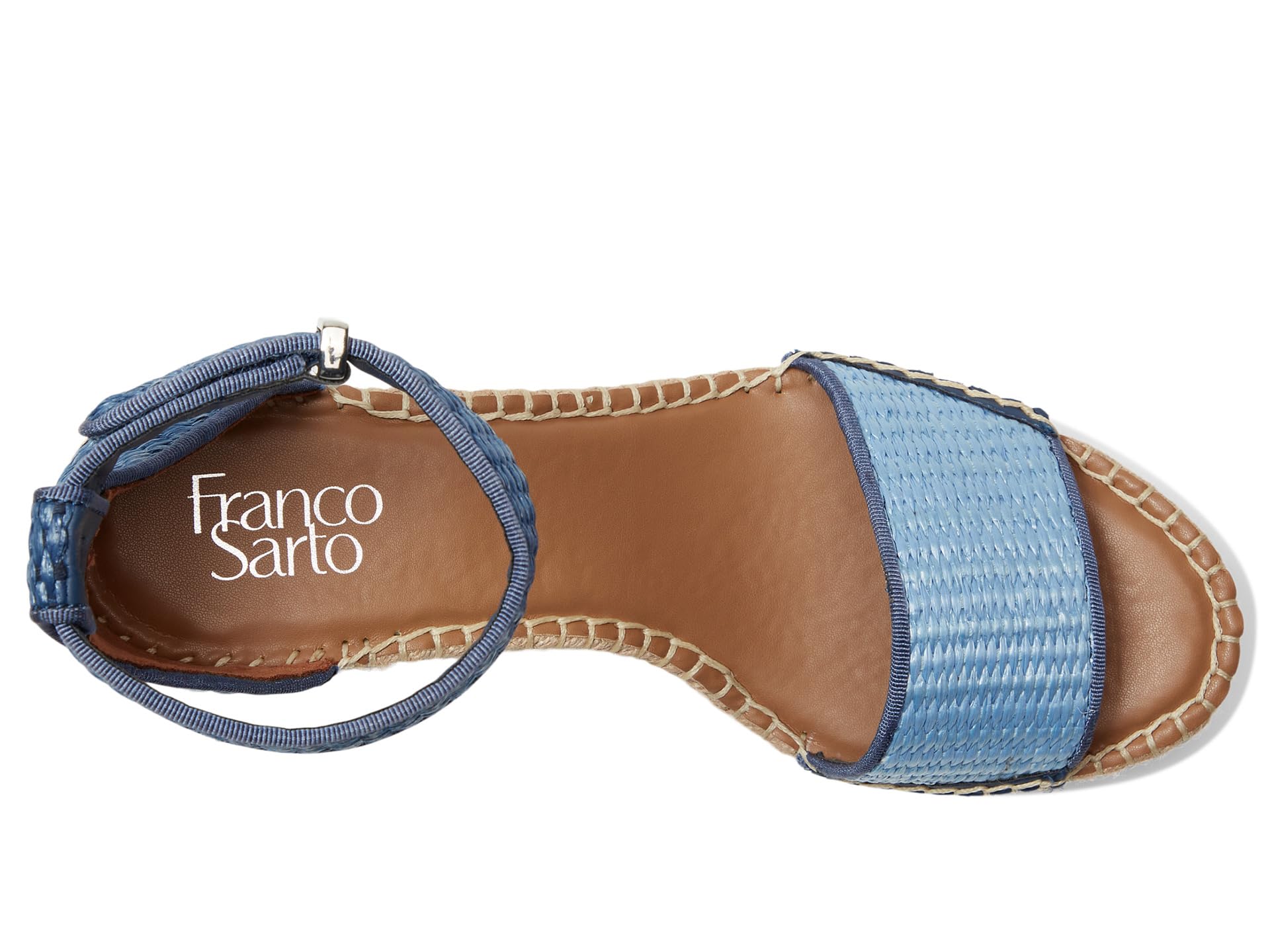 Сандалии Franco Sarto Clemens Raffia Espadrille Wedge Heel Sandals, цвет Denim Blue Raffia — фото 2