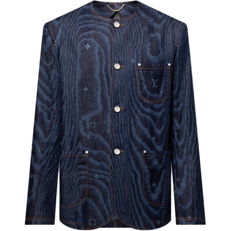 

LOUIS VUITTON Стильная джинсовая куртка без воротника, Blue