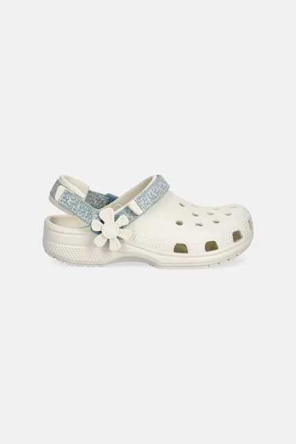 Тапочки Classic с цветочным рисунком регулируемый ремешок Crocs, бежевый — фото 2