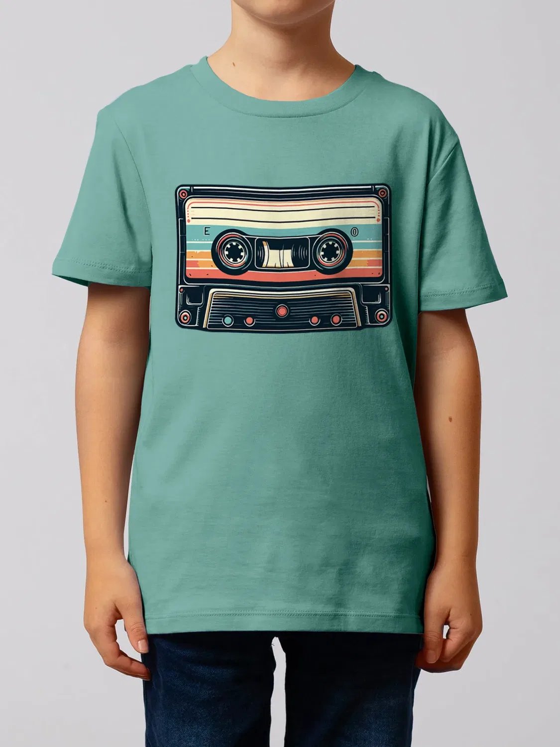 Футболка детская с принтом, Wat? Apparel, teal monstera