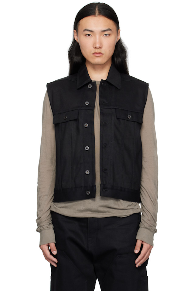 

Джинсовый жилет в стиле дальнобойщика Hollywood SL Rick Owens Drkshdw, черный