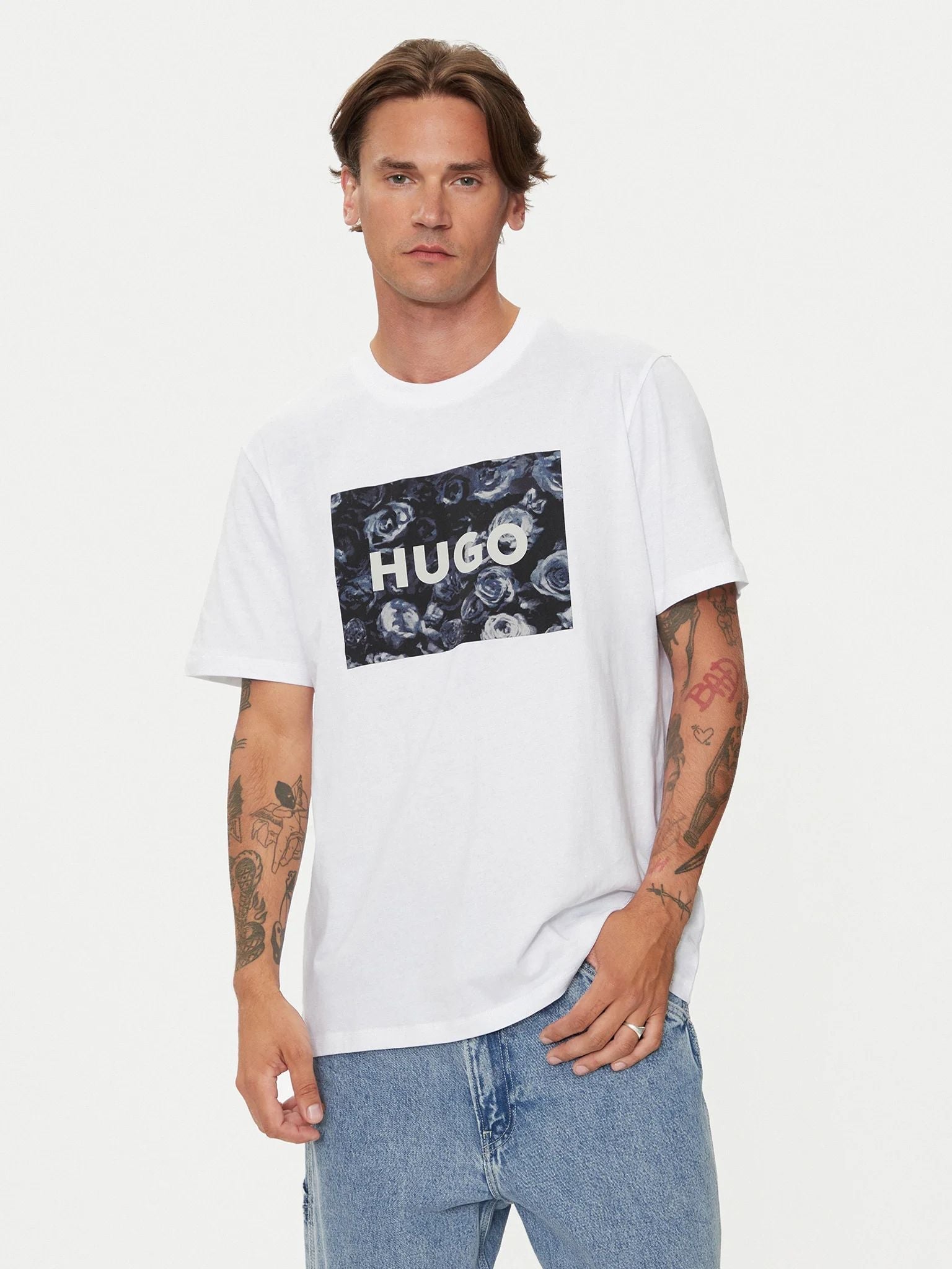 

Футболка Hugo Men's Dulive Square Logo с коротким рукавом, белая Hugo Boss