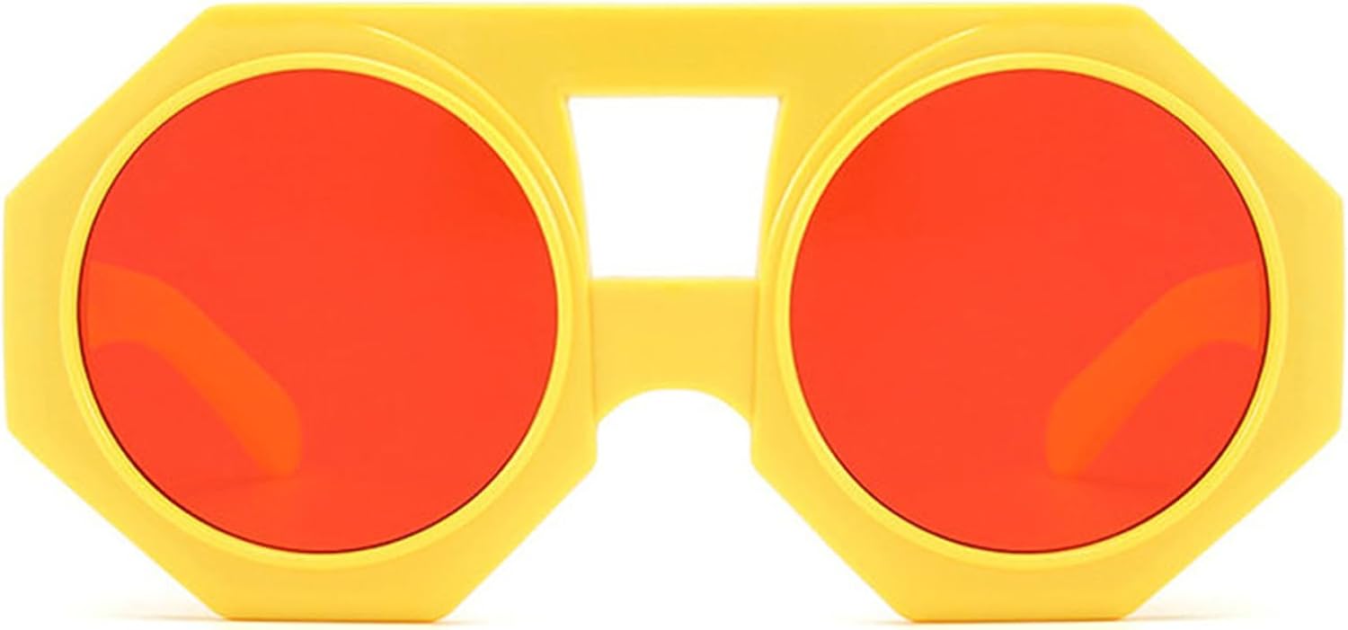 

Хелена, большие солнцезащитные очки в стиле Y2K, нестандартная оправа, женские и мужские, с двойным лучом, винтажные солнцезащитные очки в стиле панк, круглые очки S65 helena, Yellow