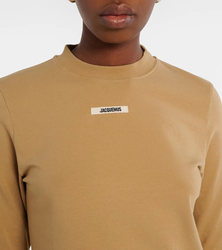Футболка из смесовой хлопковой ткани Gros Grain Jacquemus, бежевый — фото 4