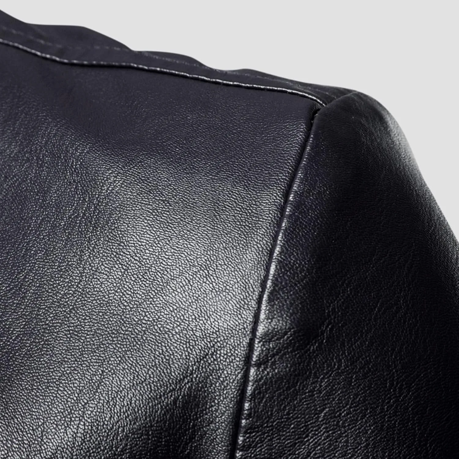 Мужской блейзер из искусственной кожи Slim Fit с двумя пуговицами и карманами Generic, черный — фото 3