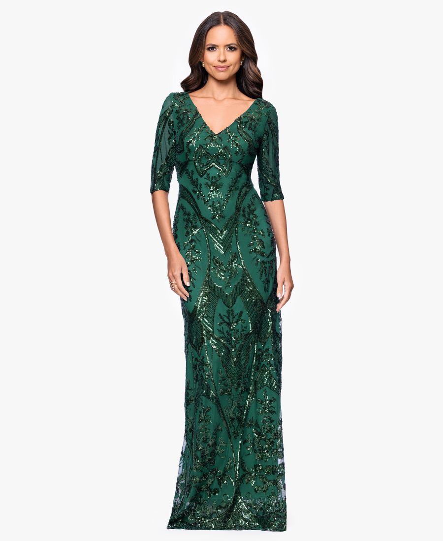 

Женское платье с V-образным вырезом B&A By Betsy and Adam, Emerald