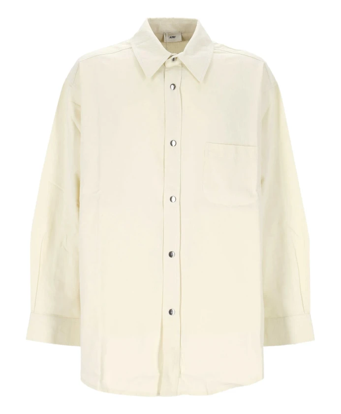 

Хлопковая куртка-рубашка кремового цвета, унисекс Autry, белый