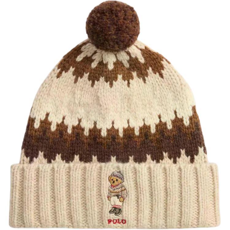 

Шапка с вышивкой Pom pom Bear Polo Ralph Lauren, коричневый/бежевый