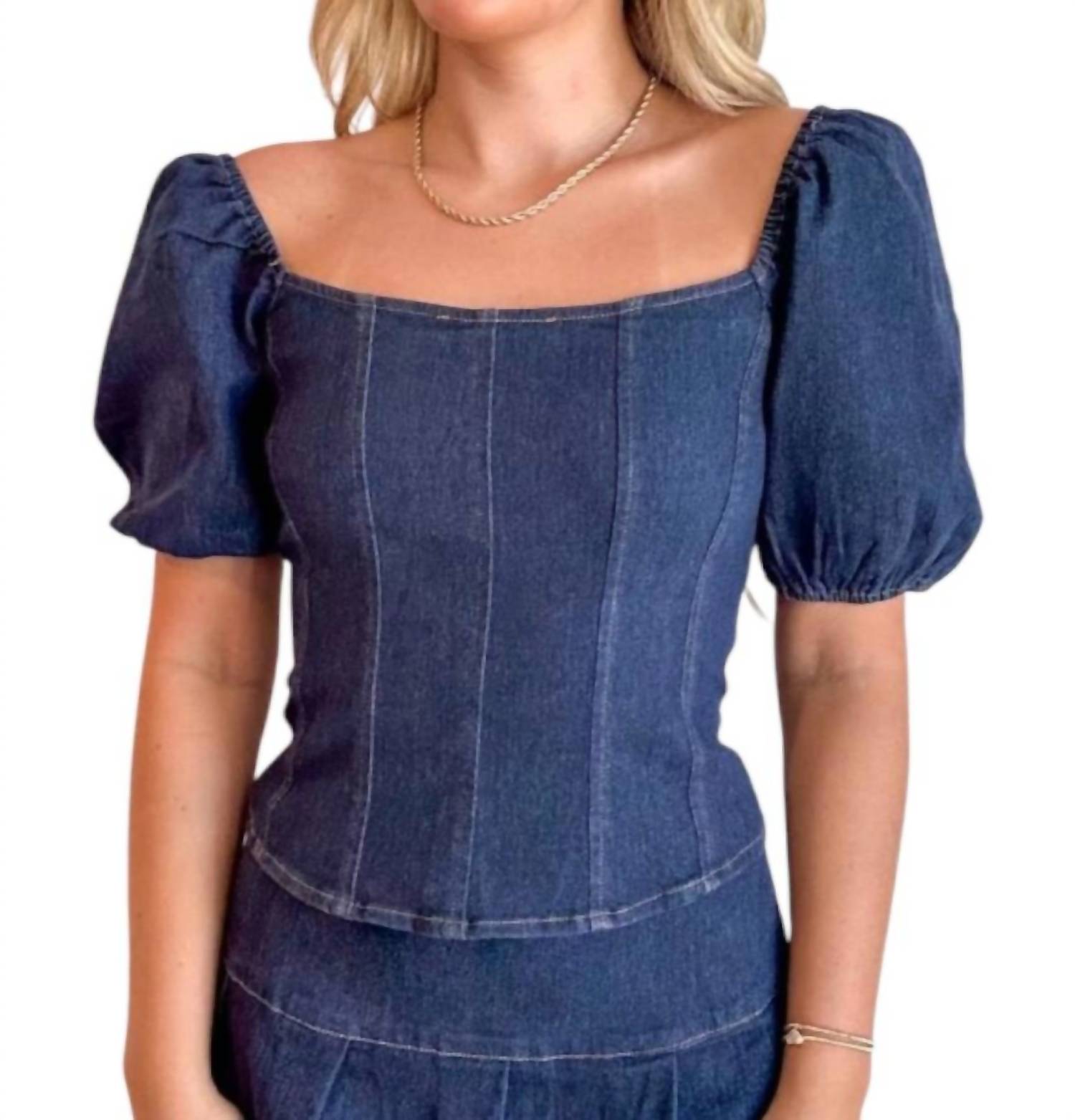 

Топ из денима Saddle Up Blue Blush, цвет denim