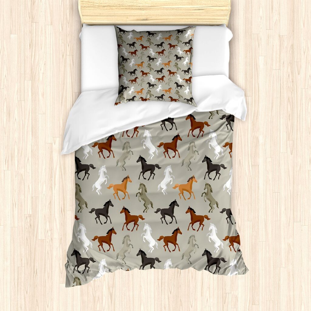 

ABAKUHAUS Конская шуба, мотив скачущего жеребца, защита от клещей, подходит для аллергиков с наволочками, 135 см x 200 см - 80 x 80 см, разноцветная