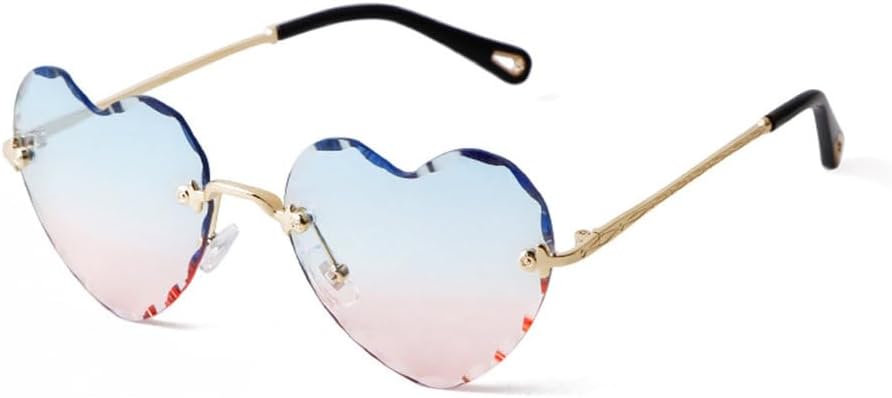 

Солнцезащитные очки в форме сердца для женщин. Прекрасные солнцезащитные очки без оправы в винтажном стиле с градиентным переходом, защита от ультрафиолета UV400 LVTFCO, C3