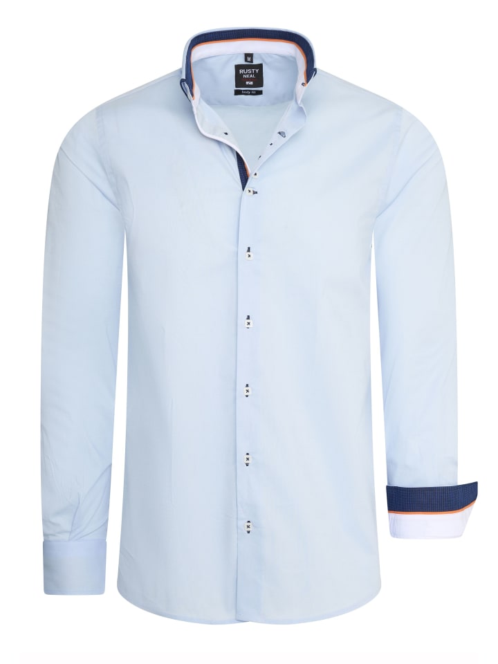 

Эластичная рубашка с длинными рукавами для бизнеса и отдыха светло-голубого цвета Rusty Neal