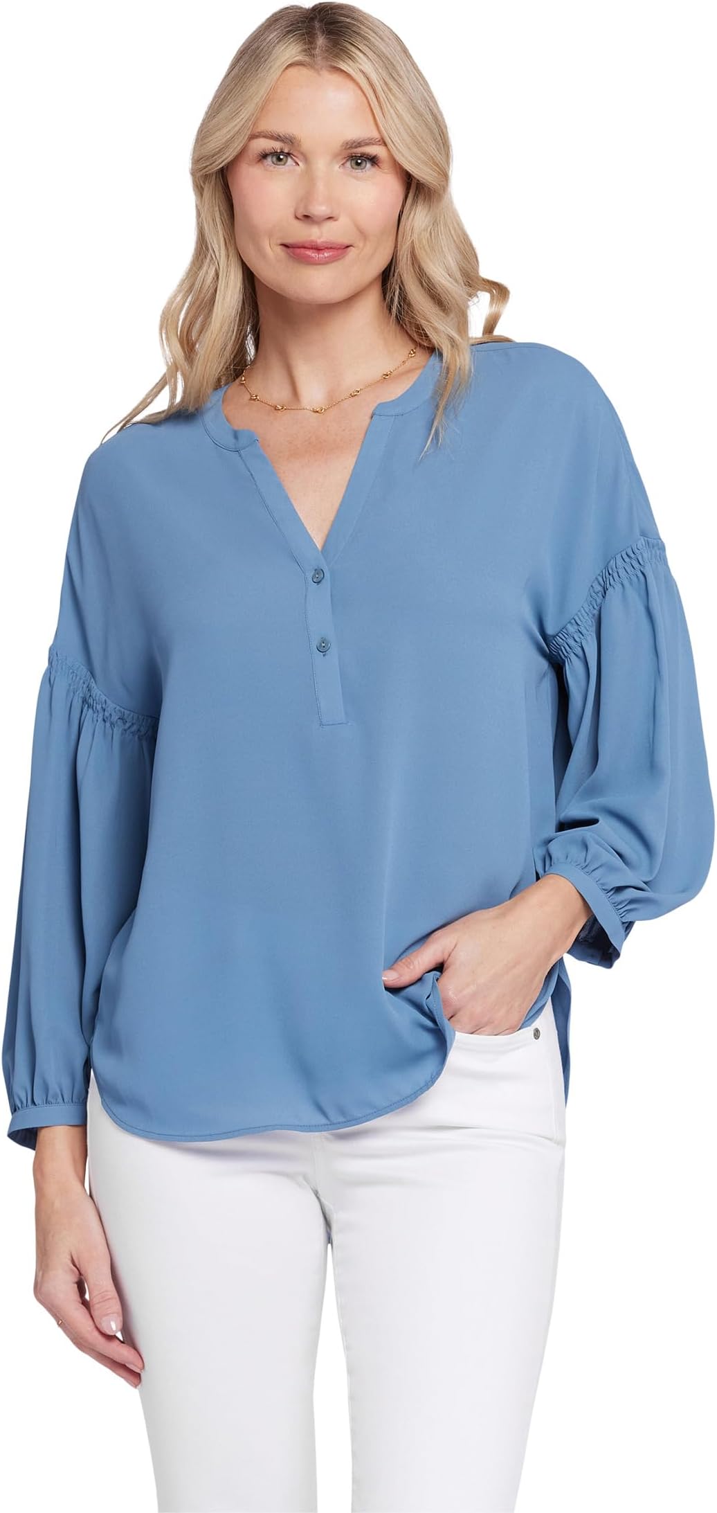 

Блуза NYDJ Petite Paulina Peasant Blouse, цвет Blue Stone