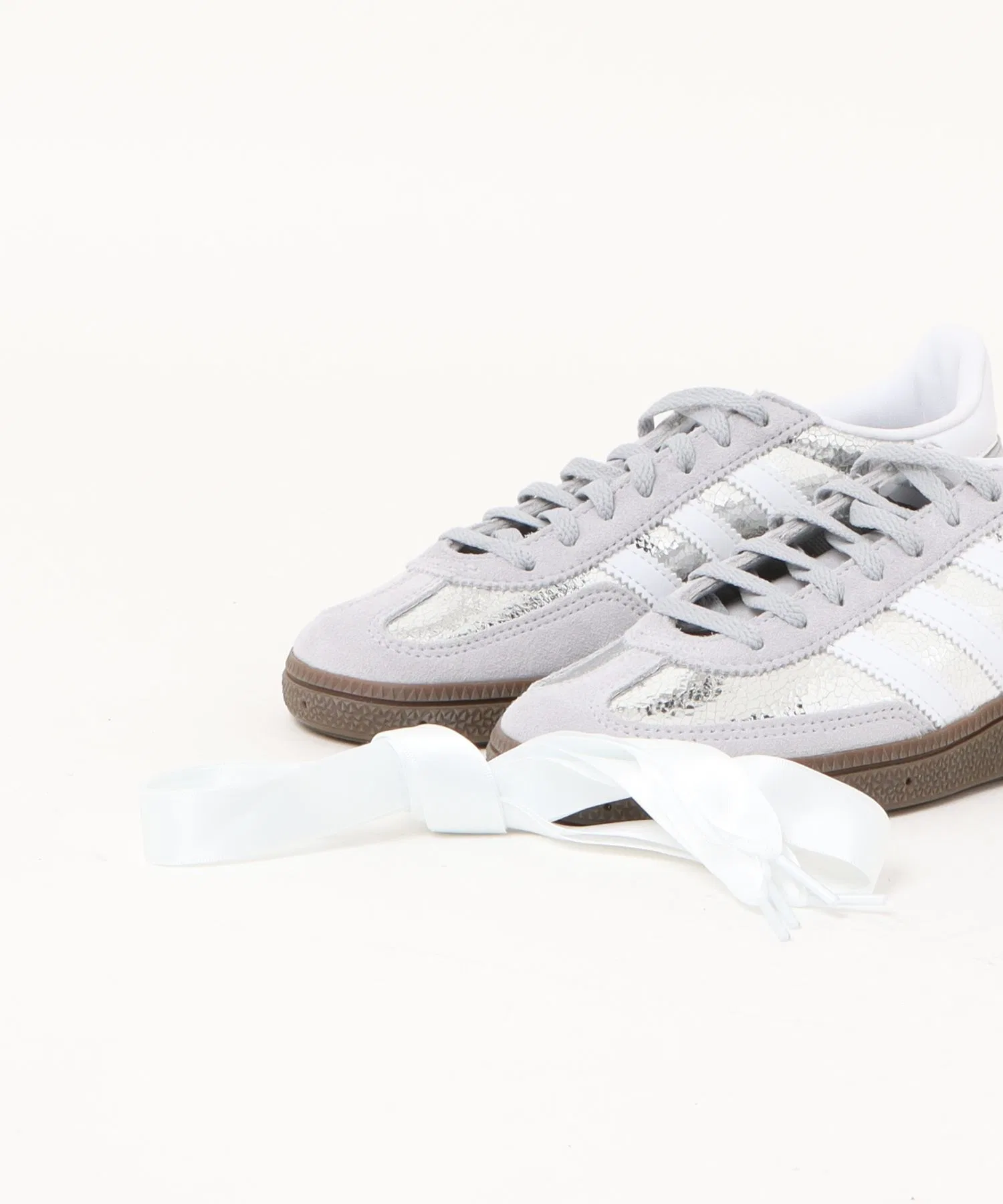 Мужские кроссовки adidas HANDBALL SPEZIAL из натуральной кожи серебряные — фото 4