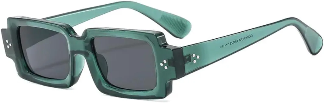 

Ретро солнцезащитные очки для женщин и мужчин, защита от УФ-излучения UV400, модные, с заклепками, прямоугольные, прозрачные, с градиентом TYUVIVO, Green