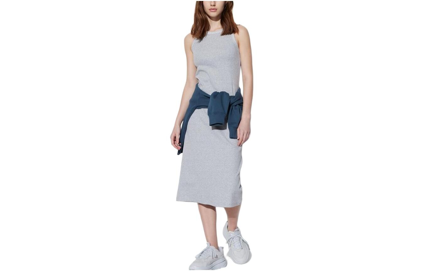 

Платье без рукавов женское серое Uniqlo