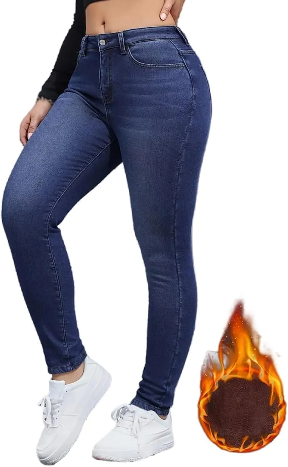 Женские джинсы с флисовой подкладкой slim fit super high waisted — фото 2