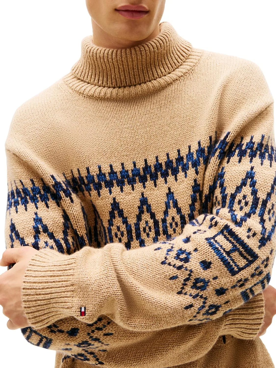 Свитер-водолазка Tommy Hilfiger из кашемира с норвежским узором, коричневый — фото 2