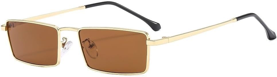 

Мужские солнцезащитные очки в квадратной металлической оправе, маленькие, для активного отдыха, вождения, отдыха. Женские солнцезащитные очки для отпуска Generic, Brown