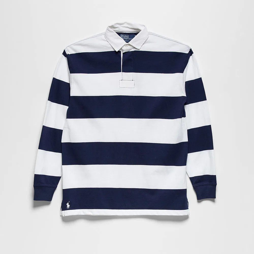 Мужская футболка-регби Polo Ralph Lauren Big Fit Stripe Jersey, белая