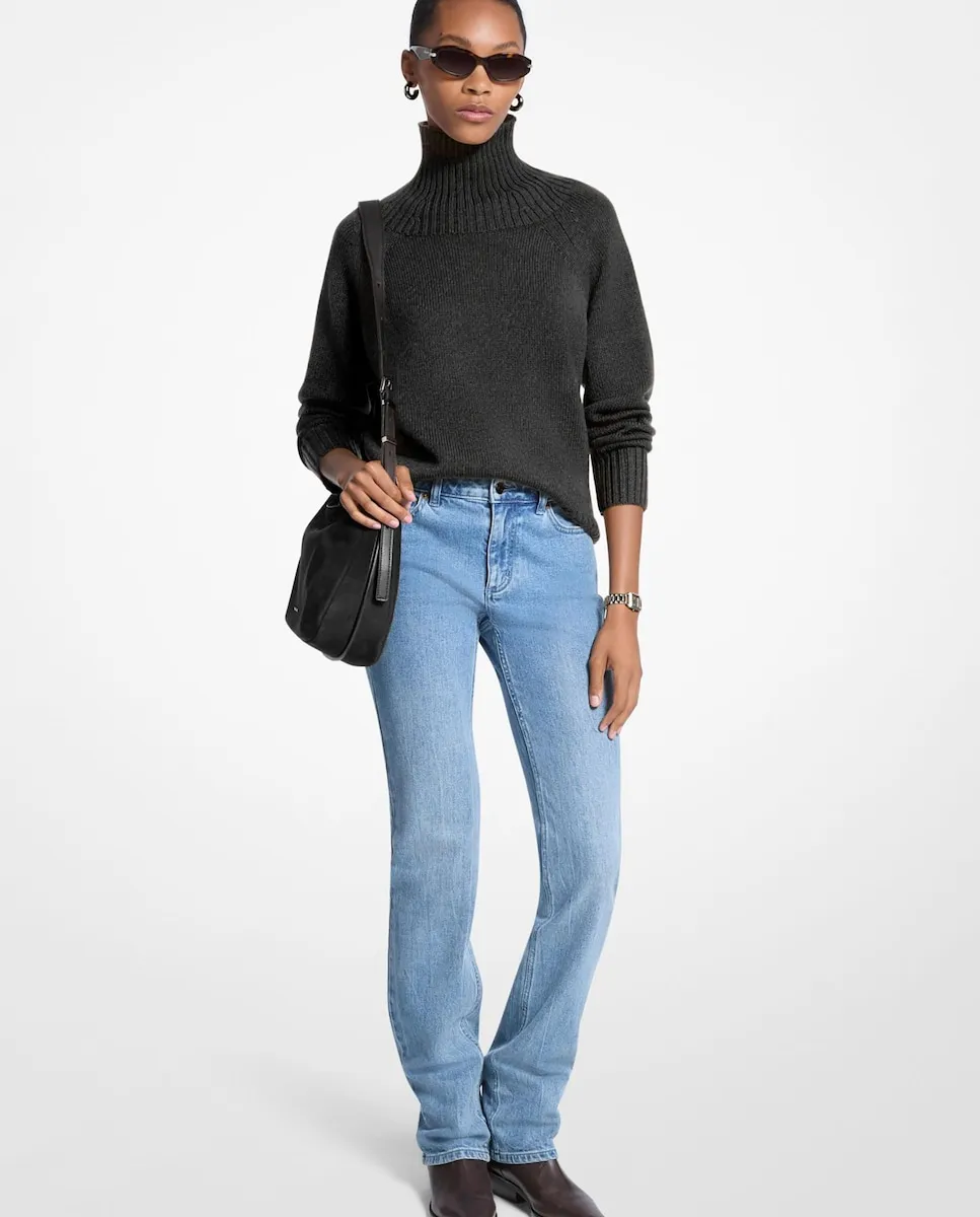 

Женский шерстяной свитер с высоким воротником Michael Michael Kors, черный