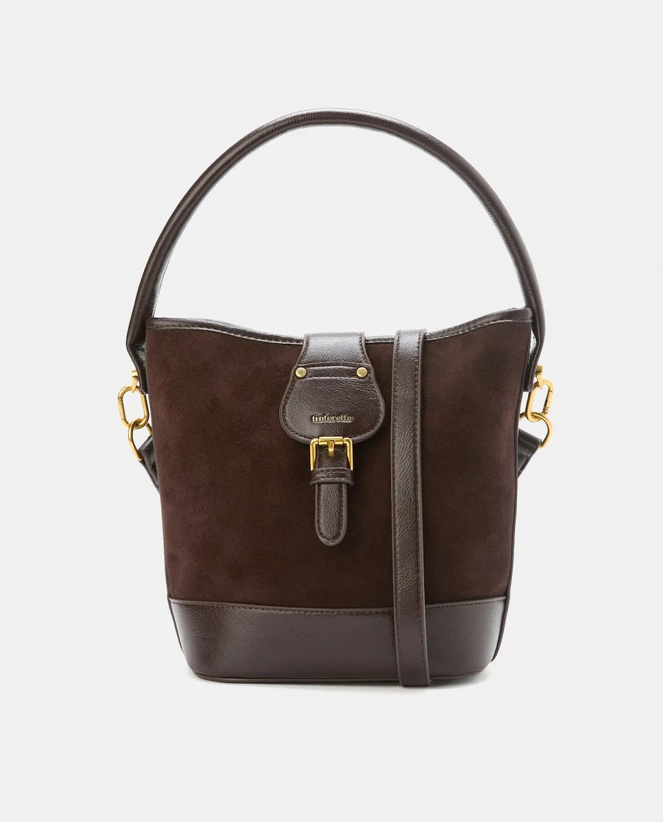 

Кожаная сумка-ведро с пряжкой Tintoretto, шоколадный
