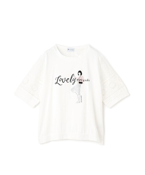 

Футболка для девочек с кружевными рукавами и принтом Jayro, белый