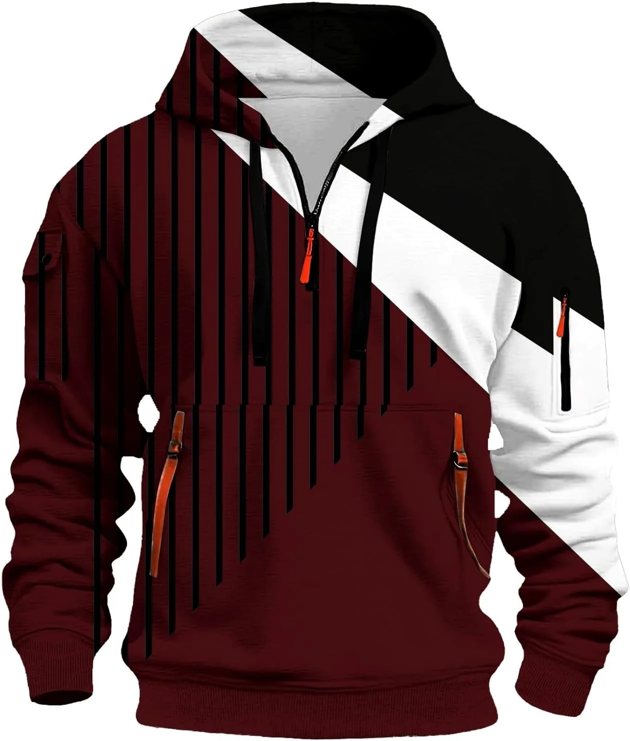 

Мужская худи с цветными блоками и молнией на четверть