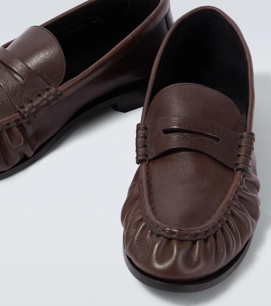 Лоферы Le Loafer из мягкой кожи Saint Laurent, коричневый — фото 3