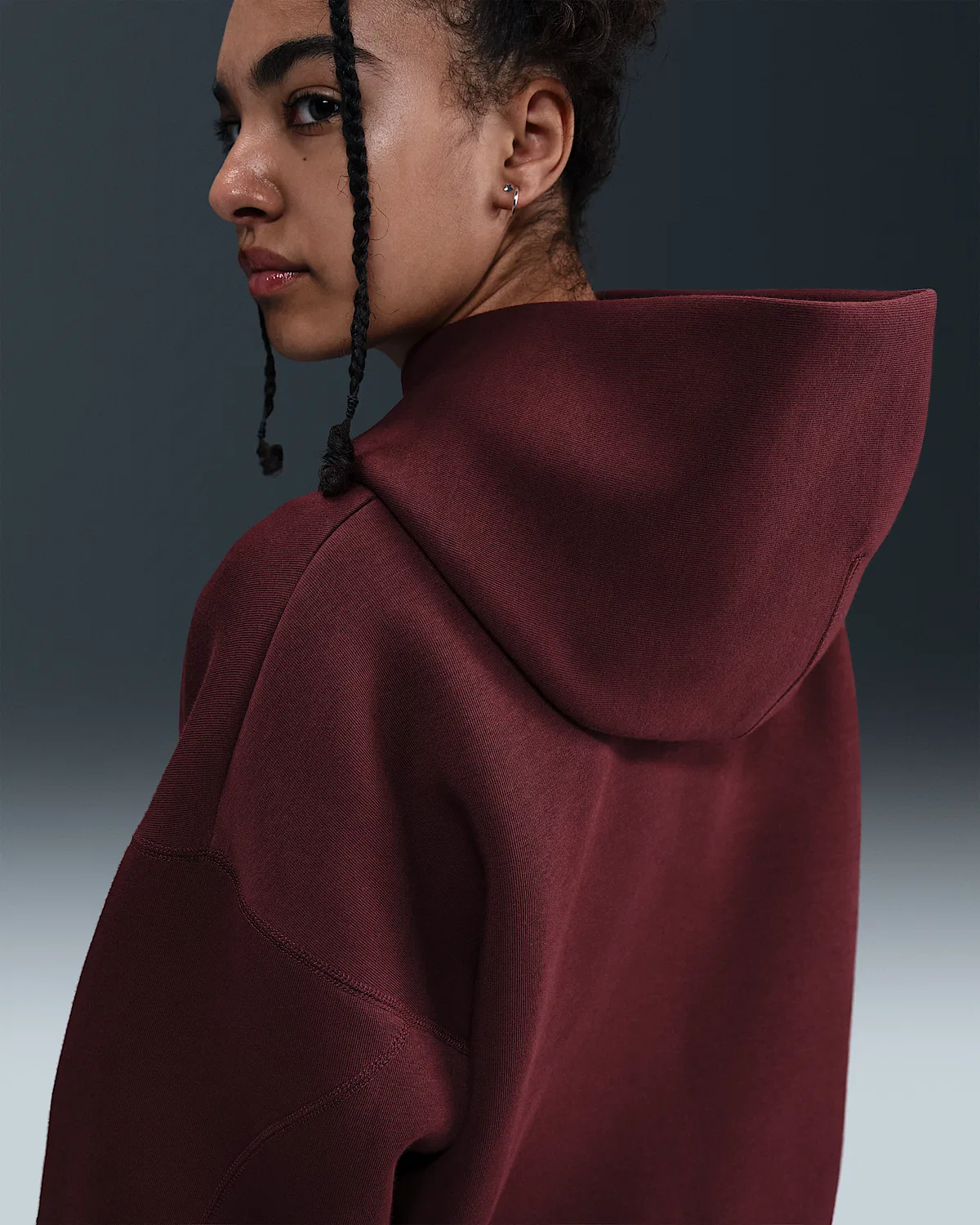 Детская (мальчиковая) оверсайз худи Nike Sportswear Tech Fleece, Dark Team Red/Black — фото 4