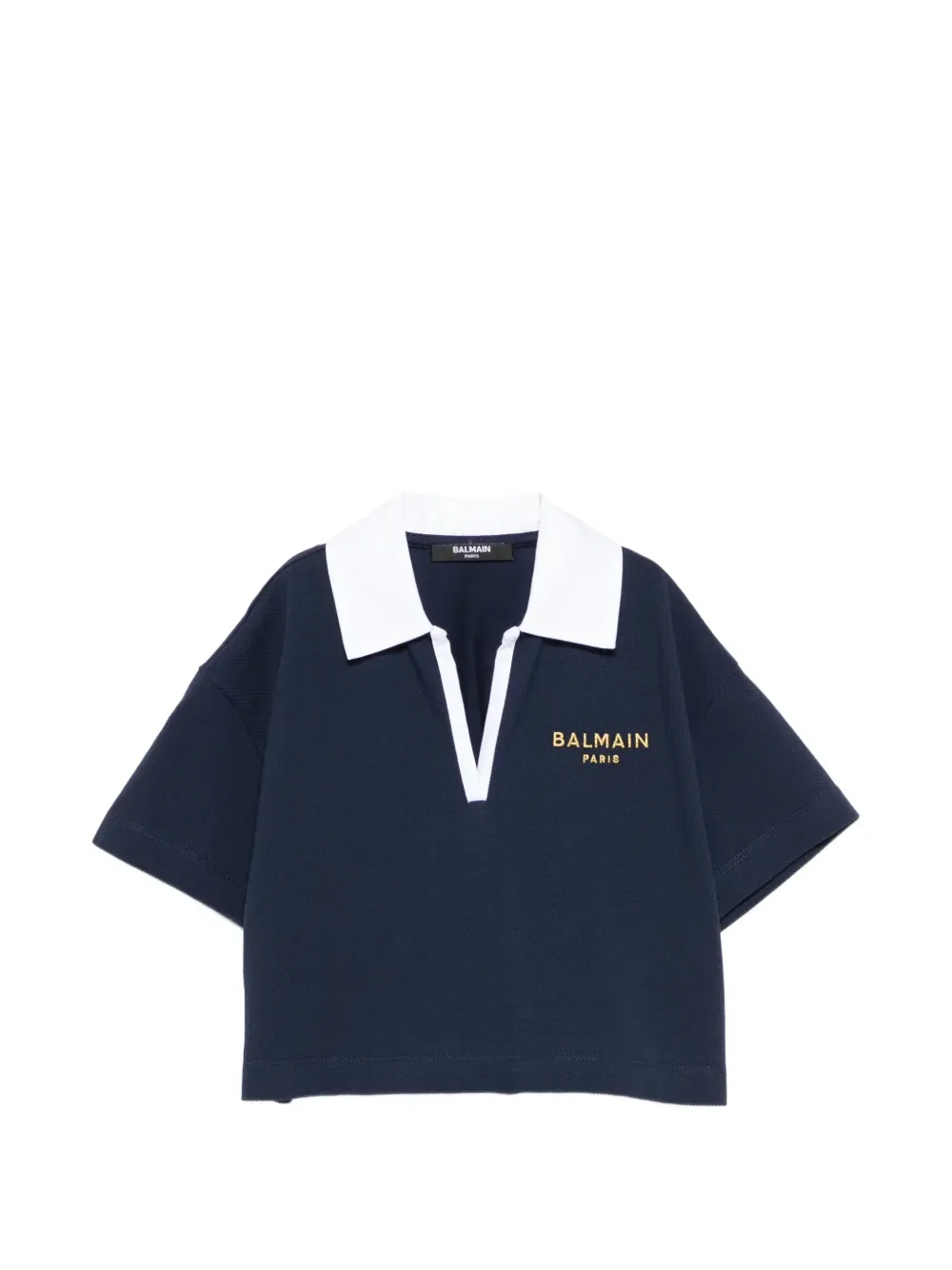 Поло с V-образным вырезом Balmain Kids, синий