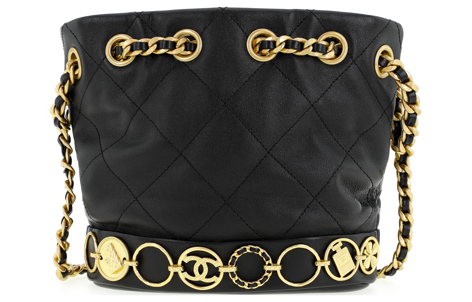 Сумка-ведро из телячьей кожи, сумка через плечо, кросс-боди Trumpets Women's Black CHANEL — фото 2