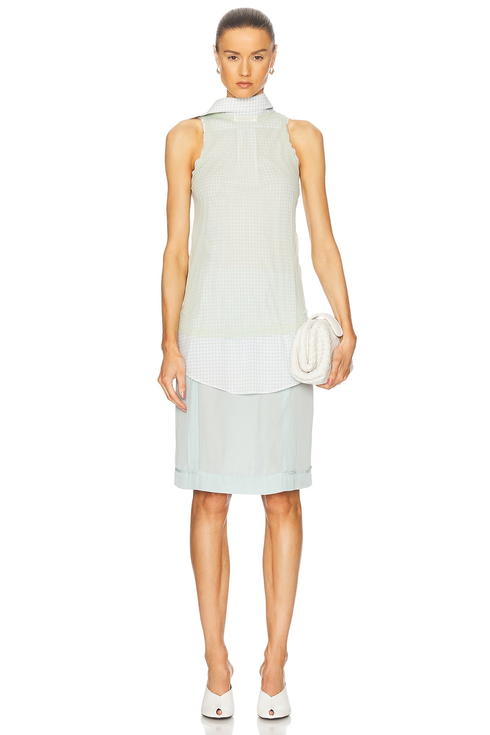 Топ Безрукавка на пуговицах Maison Margiela, Pale Green, Light Green, & White — фото 4