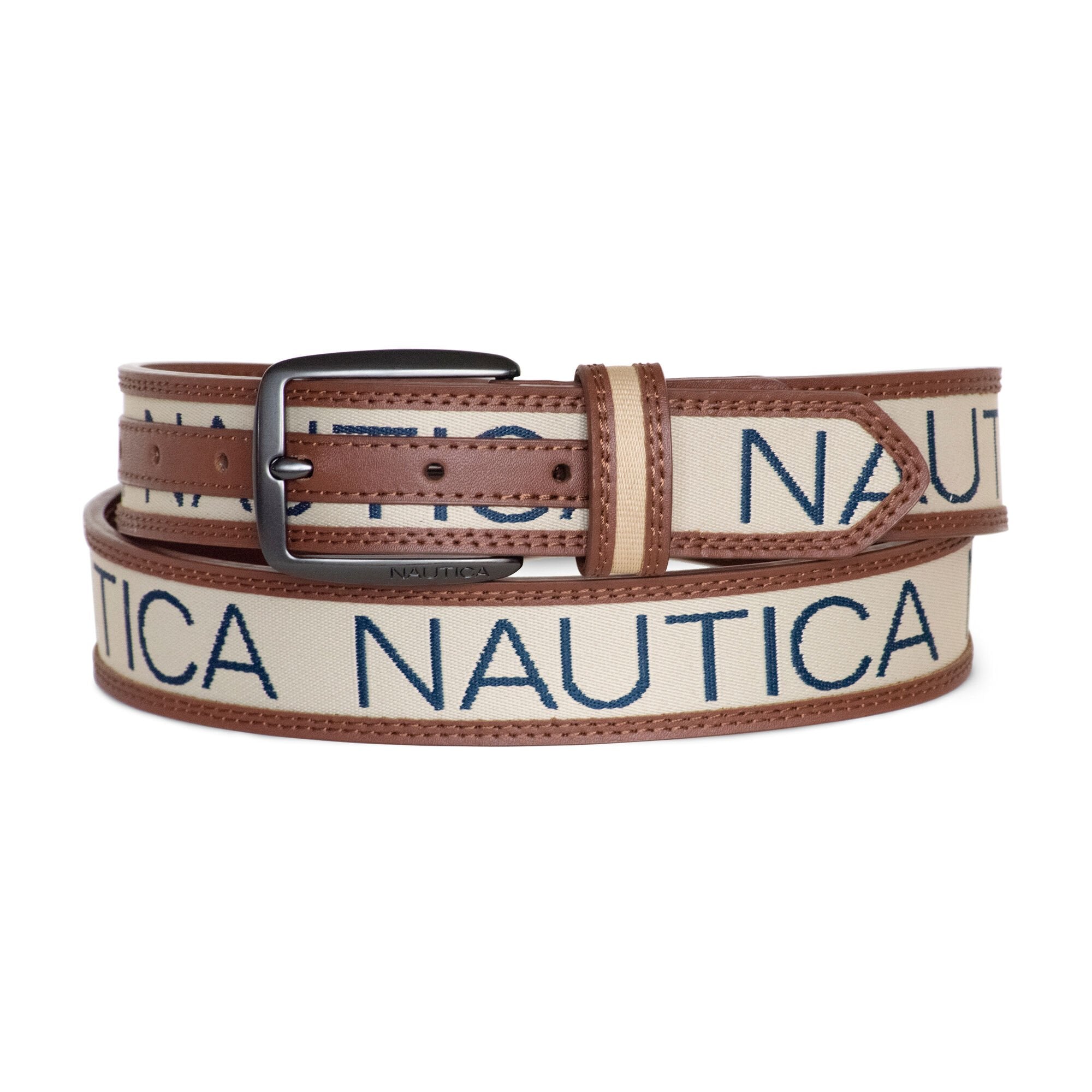 

Мужской кожаный ремень с логотипом Nautica, цвет bear dunes
