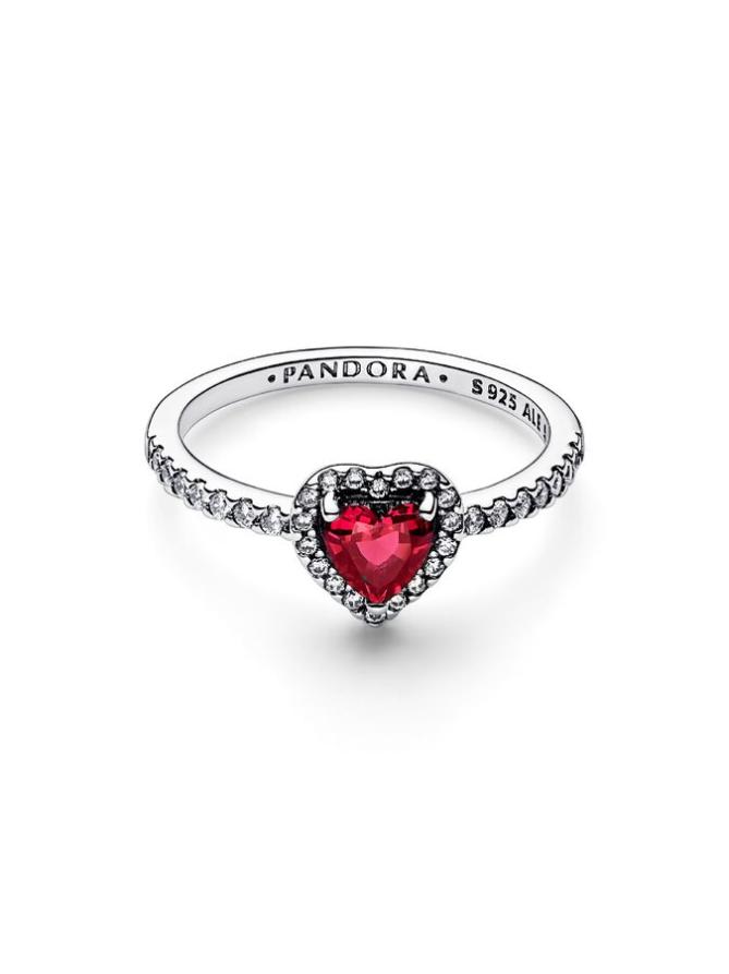 

Кольцо Pandora Elevated Red Heart Ring, стерлинговое серебро
