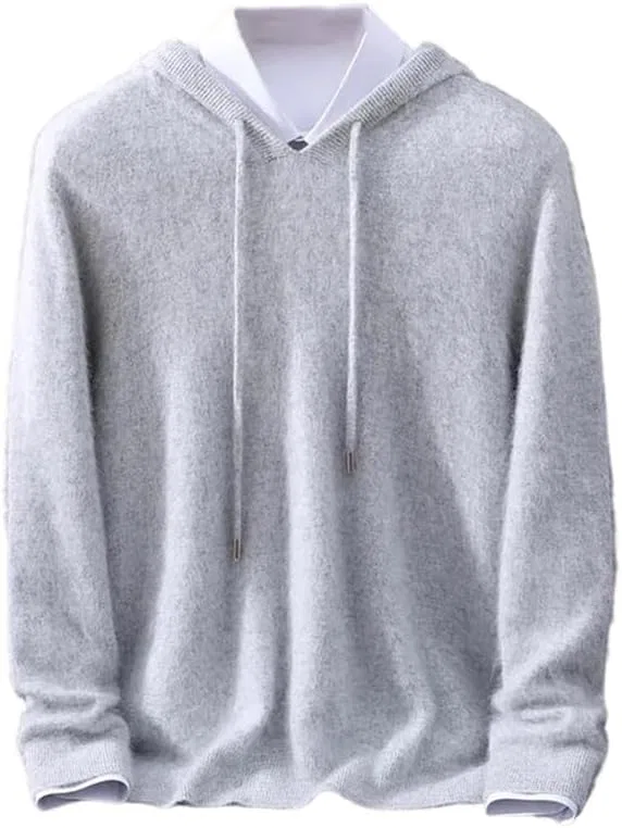 Мужской кашемировый худи-свитер с капюшоном, Light Gray9