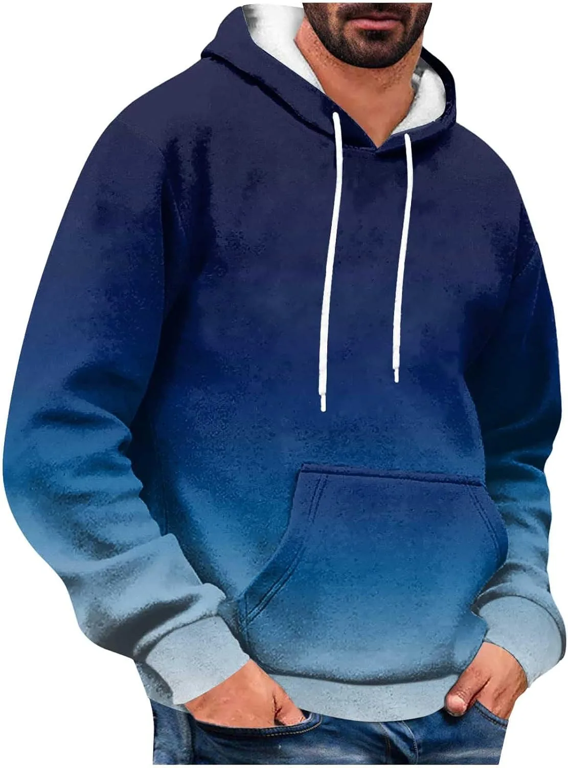 

Флисовая толстовка с градиентом для мужчин, с капюшоном и карманом