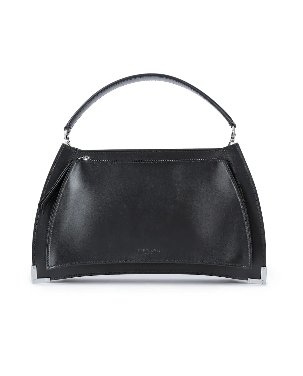 

Черная кожаная трапециевидная сумка The Kooples, черный