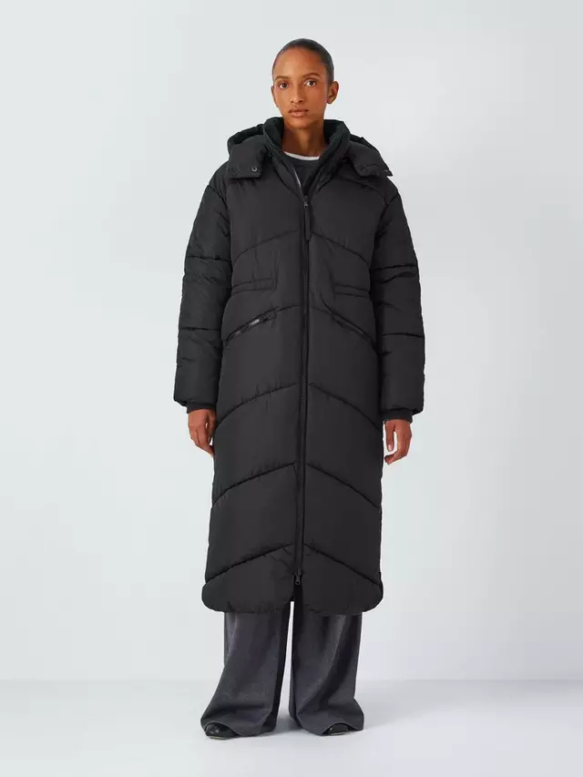 

Пальто John Lewis Funnel Neck Long Puffer, черный