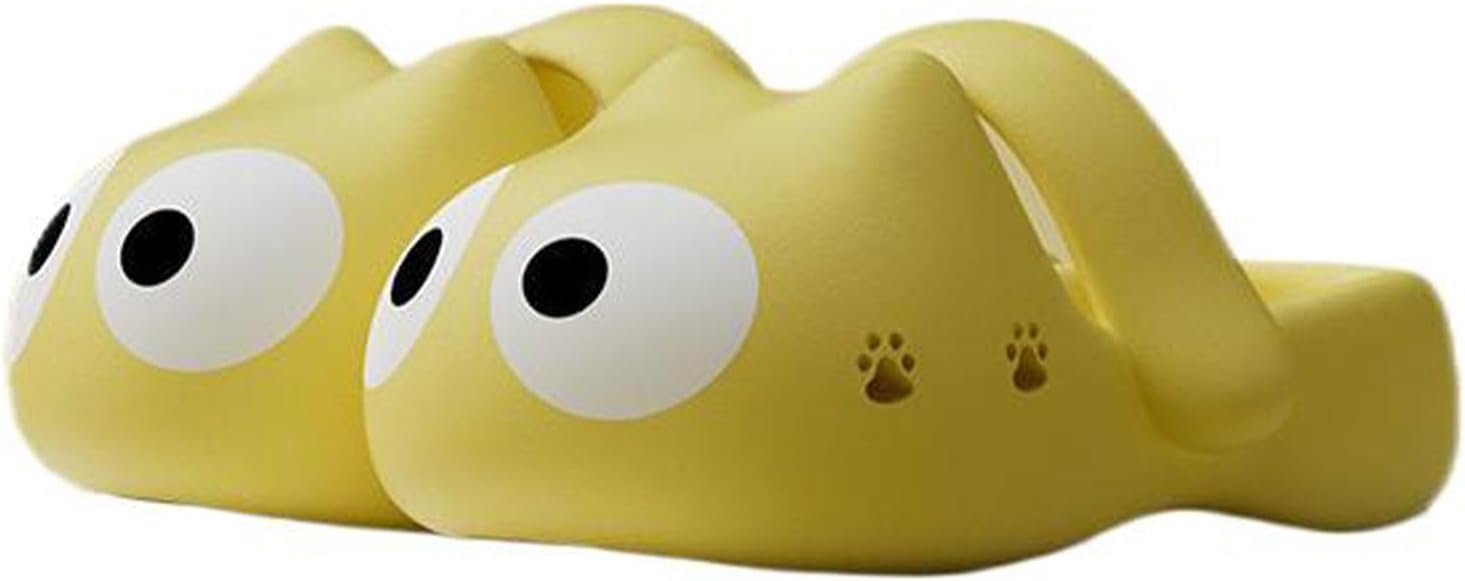 

Тапочки Zureto с большой мордочкой кошки, милые и забавные 3D тапочки с головой мультяшной кошки, домашние тапочки для женщин и мужчин, желтый