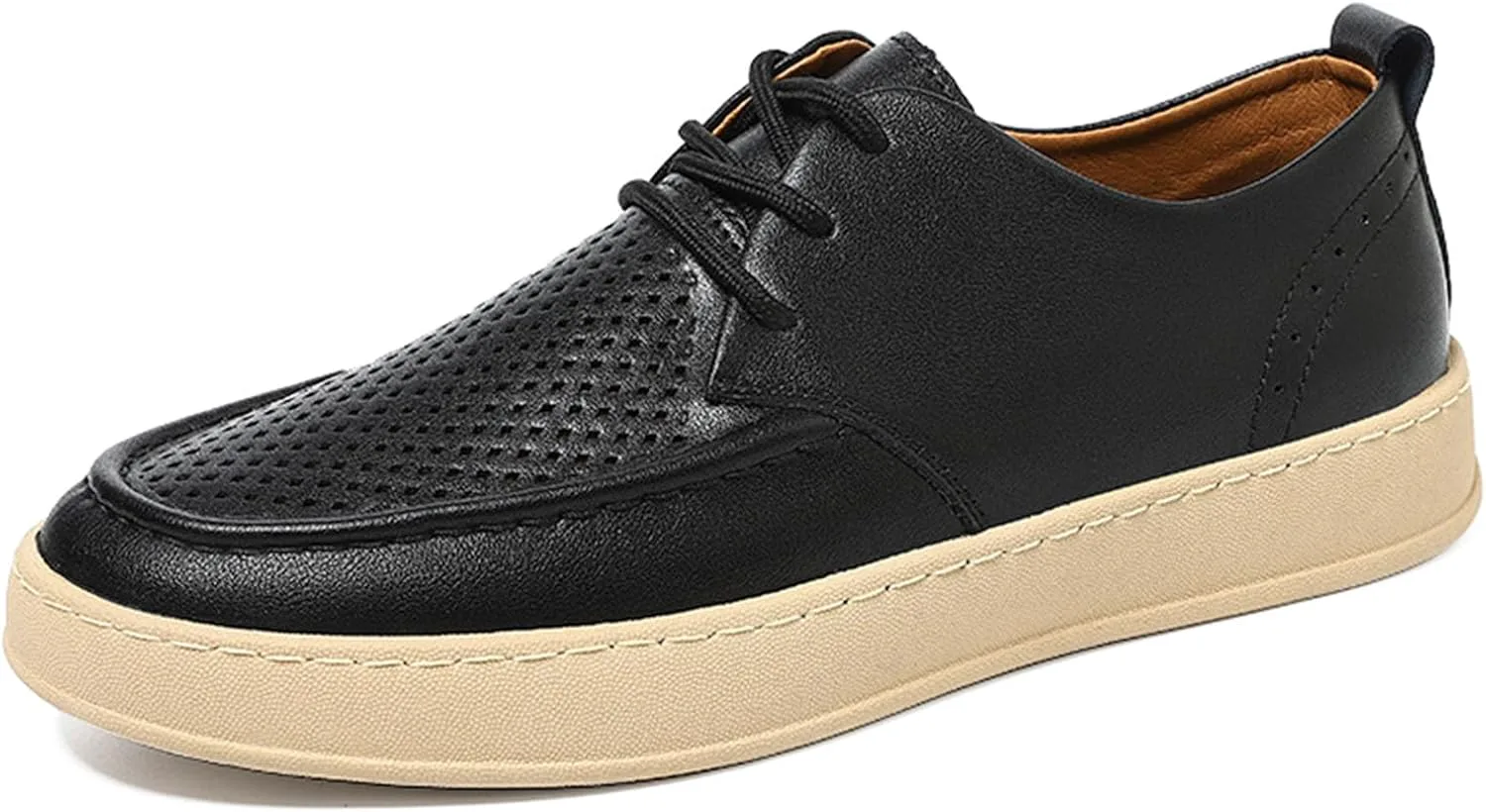 

Мужская модная платформа, вырезные повседневные оксфорды с брогированием, легкие шнурованные кожаные туфли для ходьбы, кроссовки, удобные деловые и нарядные туфли ENJGU, черный