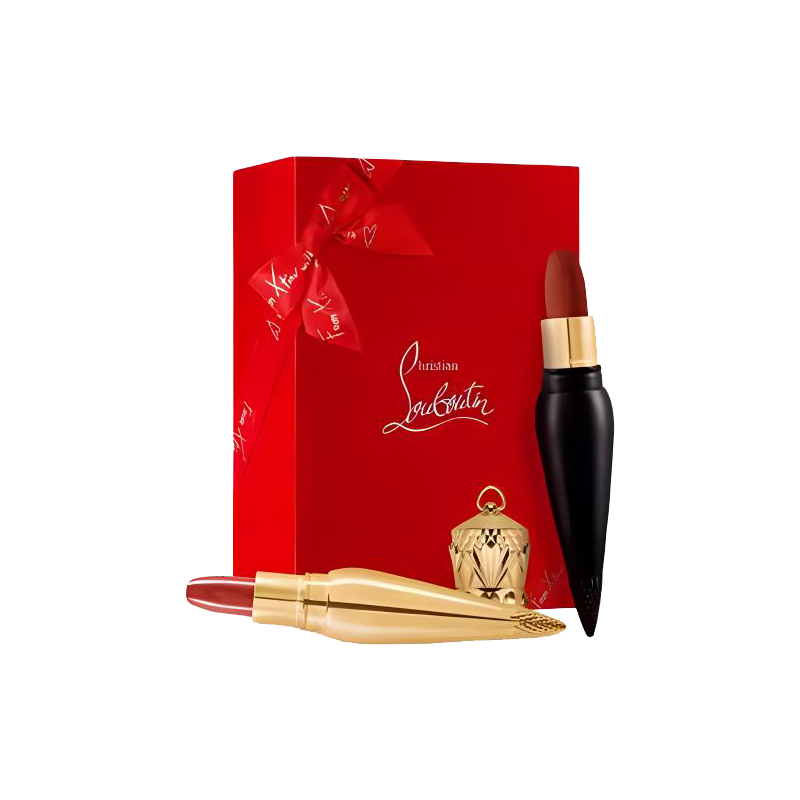 Набор CL Queen Scepter подарочный: помада и бальзам для губ Carrot Stick дуэт, матовая Christian Louboutin, Soft черный Tube #001M Platinum красный+Hydrating золотой Tube #385 Bubble белый Tea — фото 4
