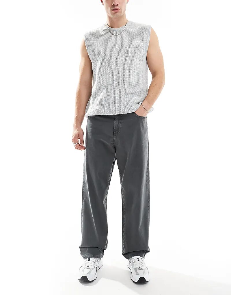 

Брюки alex baggy fit из твила темно-серого цвета Jack & Jones