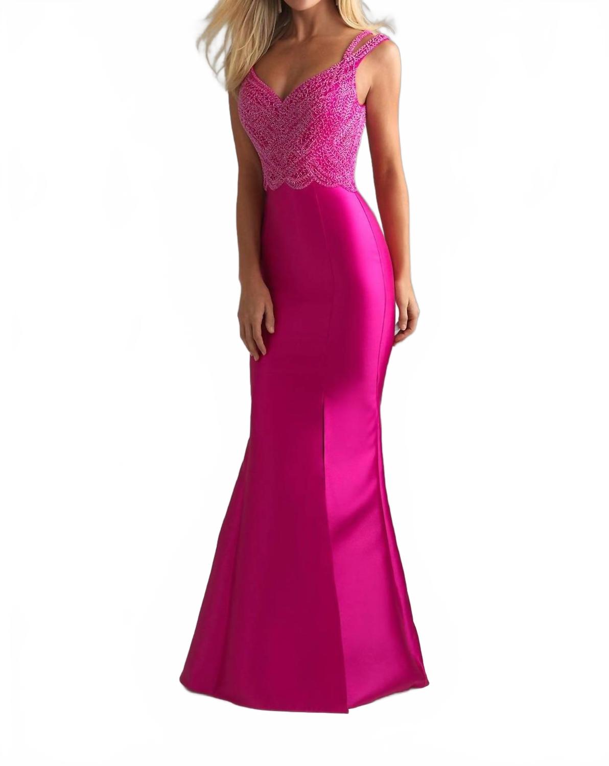 

Платье для выпускного Mikado Trumpet цвета фуксии Madison James, фуксия