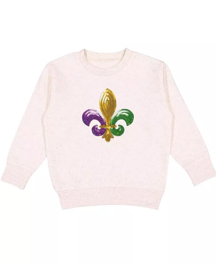 

Толстовка с нашивкой Mardi Gras Fleur De Lis для маленьких девочек Sweet Wink, коричневый/бежевый